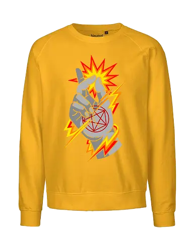 Snap of the Occult: Elemental Magic - Occult pentagram, magic snap, arcane energy, esoteric art, witchy aesthetic, supernatural graphic, dark magic symbol, gothic streetwear, comic book magic, mystical hand sign - Fairtrade Sweatshirt