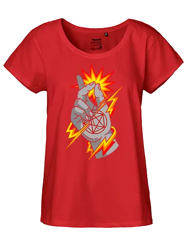 Snap of the Occult: Elemental Magic - Occult pentagram, magic snap, arcane energy, esoteric art, witchy aesthetic, supernatural graphic, dark magic symbol, gothic streetwear, comic book magic, mystical hand sign - Fairtrade Girl Shirt