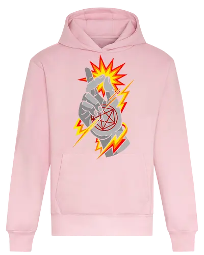 Snap of the Occult: Elemental Magic - Occult pentagram, magic snap, arcane energy, esoteric art, witchy aesthetic, supernatural graphic, dark magic symbol, gothic streetwear, comic book magic, mystical hand sign - Heavyweight Hoodie
