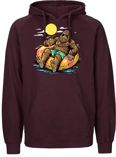 Cryptid Summer - bigfoot summer, beach, big foot, bigfoot, conspiracy, conspiracy theory, cryptid, cryptozoology, funny bigfoot, ocean, sasquatch, sea, squatch, summer, vacation - Fairtrade Hoodie