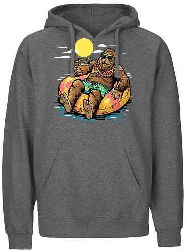 Cryptid Summer - bigfoot summer, beach, big foot, bigfoot, conspiracy, conspiracy theory, cryptid, cryptozoology, funny bigfoot, ocean, sasquatch, sea, squatch, summer, vacation - Fairtrade Hoodie