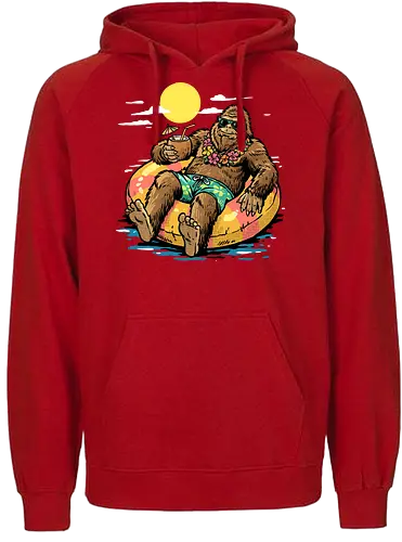 Cryptid Summer - bigfoot summer, beach, big foot, bigfoot, conspiracy, conspiracy theory, cryptid, cryptozoology, funny bigfoot, ocean, sasquatch, sea, squatch, summer, vacation - Fairtrade Hoodie