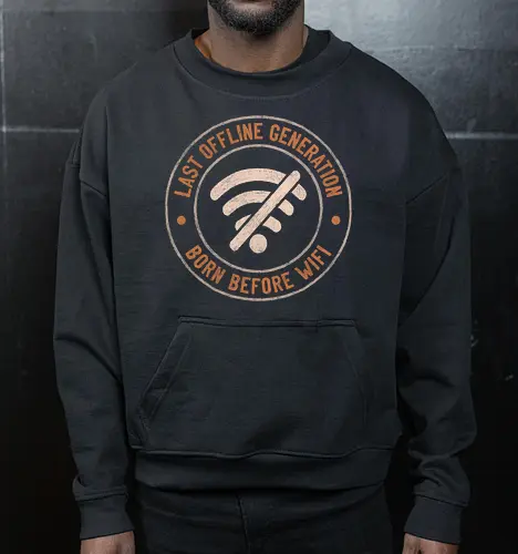 Last Offline Generation - koalatees, koala, koalastudio, offline, wifi, nostalgia, retro, vintage, sarcasm, introvert, old school, millennial, funny, badge, adult - Cropped Sweatshirt