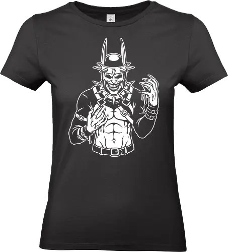 Dark Knight: Spiked Nightmare - Dark Knight, spiked bat hero, gothic comic book art, twisted hero illustration, heavy metal aesthetic, horror superhero design, gritty comic art, mad hero graphic tee, evil bat mask, monochrome dark streetwear - Standard T-Shirt (Women)