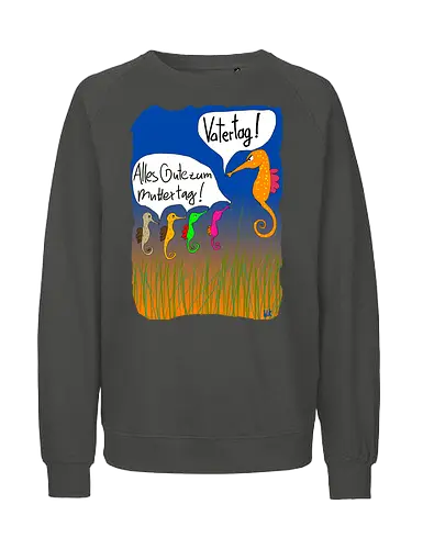 Vatertag - Muttertag, Vatertag, Biologie, Seepferdchen, Meer - Fairtrade Sweatshirt