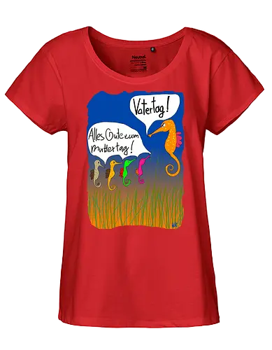 Vatertag - Muttertag, Vatertag, Biologie, Seepferdchen, Meer - Fairtrade Girl Shirt