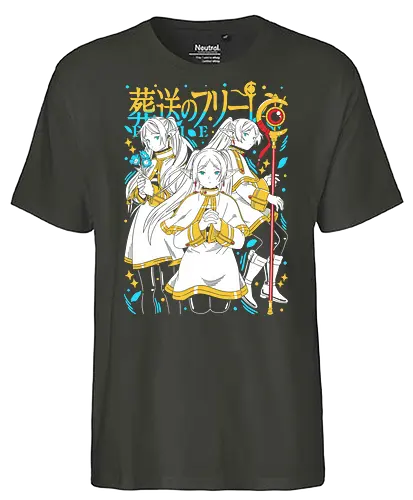 Timeless Elf - frieren, elf mage, fantasy anime, magic user, adventure anime, calm character, anime aesthetic, peaceful vibe - Fairtrade T-Shirt