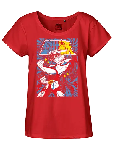 Pegasus Warrior – Rising Star - saint seiya, pegasus, anime knight, bronze saint, zodiac anime, anime battle, warrior armor, cosmos power - Fairtrade Girl Shirt