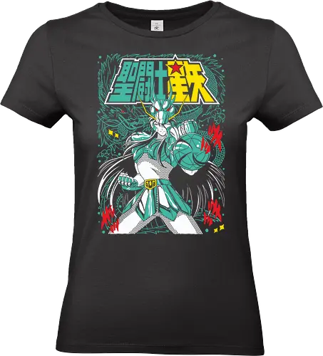 Dragon Warrior – Rising Power - saint seiya, dragon knight, anime warrior, bronze saint, martial arts, anime battle, dragon power, cosmos energy - Standard T-Shirt (Women)