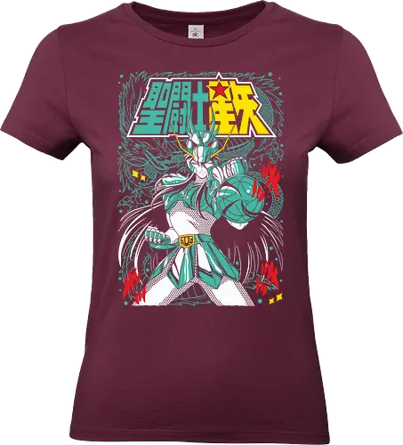 Dragon Warrior – Rising Power - saint seiya, dragon knight, anime warrior, bronze saint, martial arts, anime battle, dragon power, cosmos energy - Standard T-Shirt (Women)