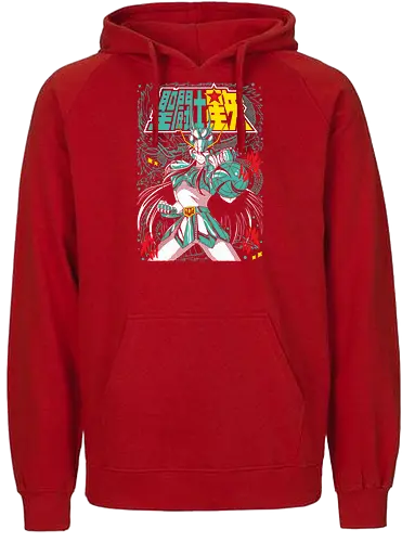 Dragon Warrior – Rising Power - saint seiya, dragon knight, anime warrior, bronze saint, martial arts, anime battle, dragon power, cosmos energy - Fairtrade Hoodie