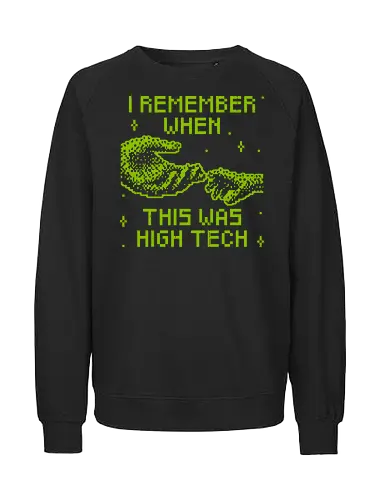 Vintage High Tech - koalatees, koala, koalastudio, retro, pixel, 8 bit, vintage, tech, oldschool, nostalgic, cyber, geek, computercore, cellphone, 00s, millennial - Fairtrade Sweatshirt