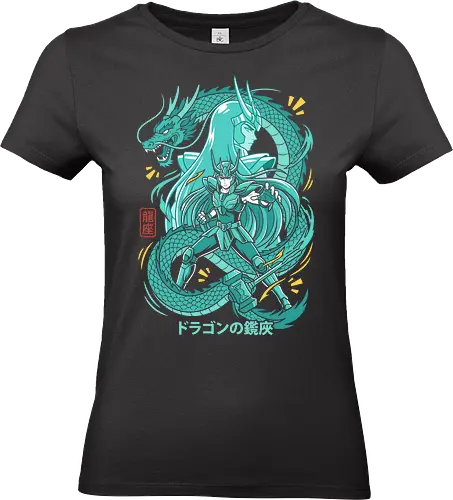 Dragon Saint: Rising Cosmo - Saint Seiya, Dragon Shiryu, Knights of the Zodiac, anime armor design, classic anime aesthetic, dragon constellation art, retro anime streetwear, sacred cloth saint seiya, 90s anime fan art, japanese manga style - Standard T-Shirt (Women)