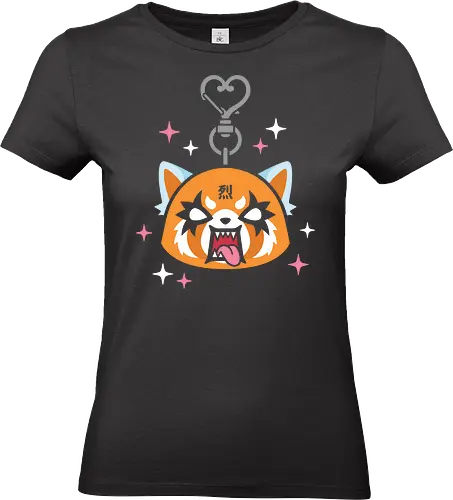 Aggretsuko: Metal Heart Keychain - Aggretsuko, Retsuko, metalhead cat, Sanrio anime, kawaii metal, red panda, office rage, heavy metal anime, cute but aggressive, anime keychain art - Standard T-Shirt (Women)