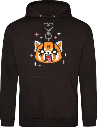 Aggretsuko: Metal Heart Keychain - Aggretsuko, Retsuko, metalhead cat, Sanrio anime, kawaii metal, red panda, office rage, heavy metal anime, cute but aggressive, anime keychain art - Standard Hoodie