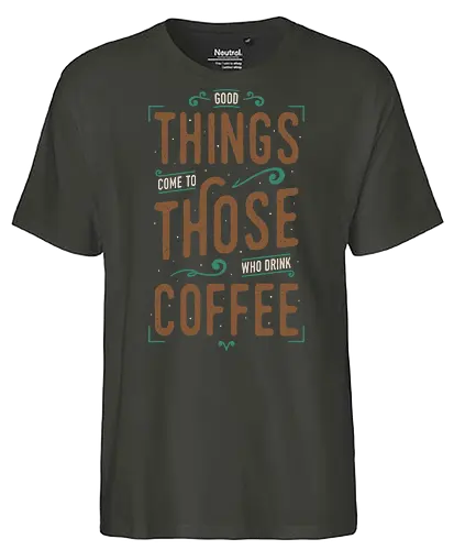 Coffee Theory 2 - coffee, caffeine, funny, quotes, funny sayings, typography, drinks, food, humor, lettering - Fairtrade T-Shirt