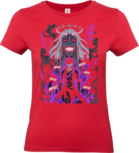 Arise: The Shadow Monarch & The Smiling God - Solo Leveling shirt, Sung Jinwoo merch, anime graphic tee, Shadow Monarch, Statue of God, Arise anime design, manhwa streetwear, dark fantasy shirt, purple shadow aura, edgy anime clothing - Standard T-Shirt (Women)