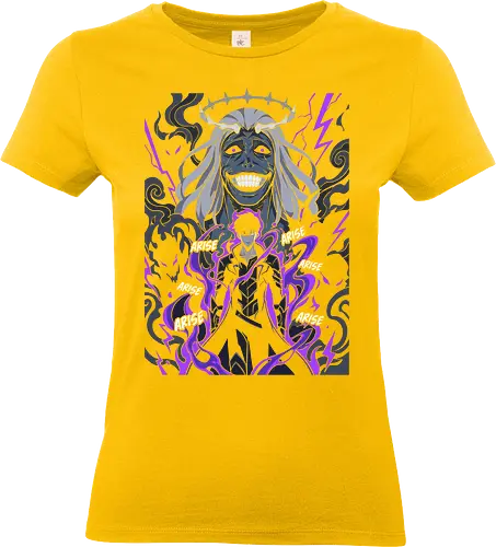 Arise: The Shadow Monarch & The Smiling God - Solo Leveling shirt, Sung Jinwoo merch, anime graphic tee, Shadow Monarch, Statue of God, Arise anime design, manhwa streetwear, dark fantasy shirt, purple shadow aura, edgy anime clothing - Standard T-Shirt (Women)