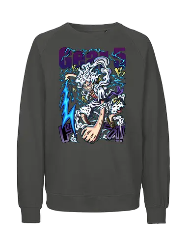 Neon God - manga art, anime power, Pirate, gear 5 luffy, sun god nika, anime transformation, neon anime, pirate king - Fairtrade Sweatshirt