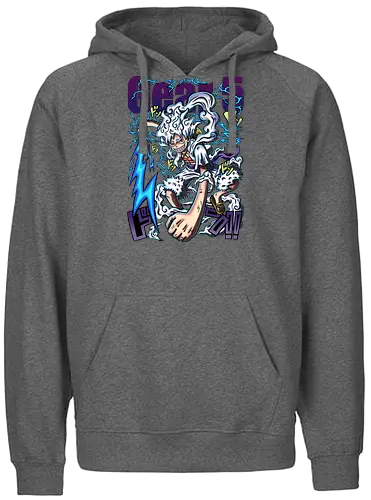 Neon God - manga art, anime power, Pirate, gear 5 luffy, sun god nika, anime transformation, neon anime, pirate king - Fairtrade Hoodie