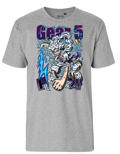 Neon God - manga art, anime power, Pirate, gear 5 luffy, sun god nika, anime transformation, neon anime, pirate king - Fairtrade T-Shirt