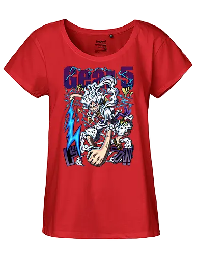 Neon God - manga art, anime power, Pirate, gear 5 luffy, sun god nika, anime transformation, neon anime, pirate king - Fairtrade Girl Shirt