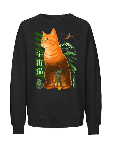 Jonesy The Deep Space Survivor - jonesy, 80s, 80s movies, alien, cat, cult movies, facehugger, kitty, nostromo, retro, sci fi, science fiction, space, survivor, vintage - Fairtrade Sweatshirt