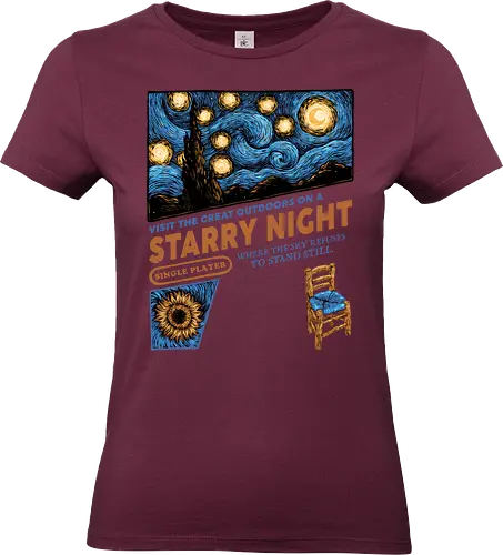 Starry Outdoors - Art, painting, paintings, artists, impressionist, impressionism, sky, stars, night - Standard T-Shirt (Women)