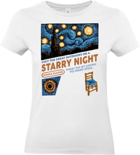 Starry Outdoors - Art, painting, paintings, artists, impressionist, impressionism, sky, stars, night - Standard T-Shirt (Women)
