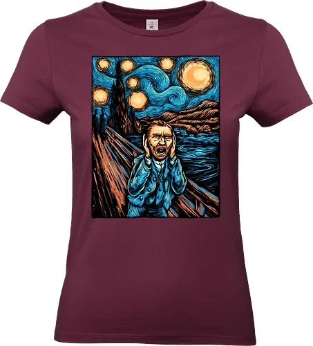 Starry Starry Scream - Art, painting, paintings, artists, impressionist, impressionism, sky, stars, night - Standard T-Shirt (Women)