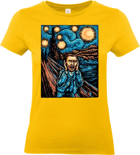 Starry Starry Scream - Art, painting, paintings, artists, impressionist, impressionism, sky, stars, night - Standard T-Shirt (Women)