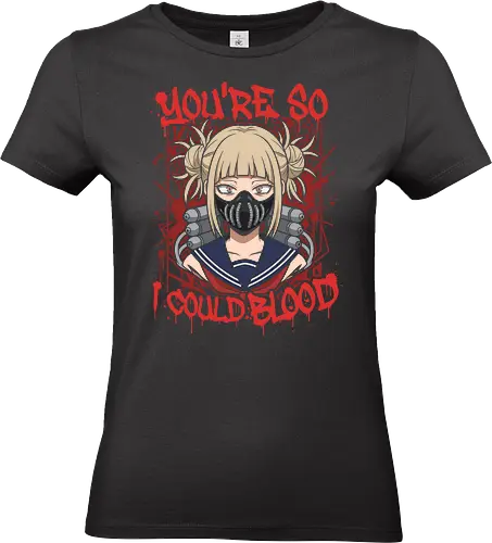 Yandere Bloodlust: Edgy Villain Graphic - edgy anime streetwear, blood splatter graphic tee, dark anime clothing, creepy cute anime girl, horror anime shirt, alternative otaku fashion, anime villain design, Toga shirt, villain apparel - Standard T-Shirt (Women)
