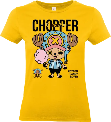 Cotton Candy Lover: Kawaii Chopper Graphic - anime graphic tee, kawaii anime clothing, Straw Hat Pirates gear, cute anime streetwear, Chopper Jolly Roger, manga pop art tee, Japanese text anime design, candy lover apparel - Standard T-Shirt (Women)