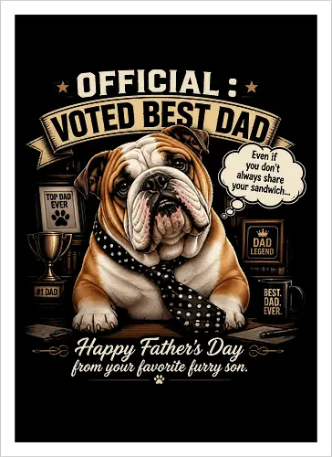Official Voted Best Dad Vintage English Bulldog Dad Father's Day Gift