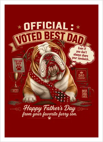 Official Voted Best Dad Vintage English Bulldog Dad Father's Day Gift
