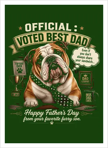 Official Voted Best Dad Vintage English Bulldog Dad Father's Day Gift