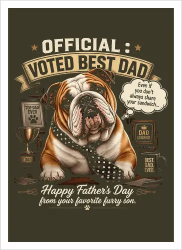 Official Voted Best Dad Vintage English Bulldog Dad Father's Day Gift