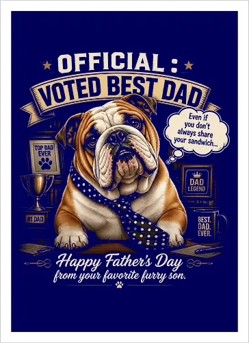 Official Voted Best Dad Vintage English Bulldog Dad Father's Day Gift