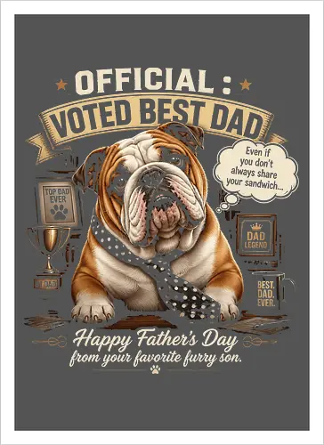 Official Voted Best Dad Vintage English Bulldog Dad Father's Day Gift