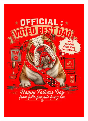 Official Voted Best Dad Vintage English Bulldog Dad Father's Day Gift