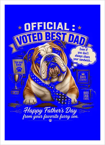 Official Voted Best Dad Vintage English Bulldog Dad Father's Day Gift