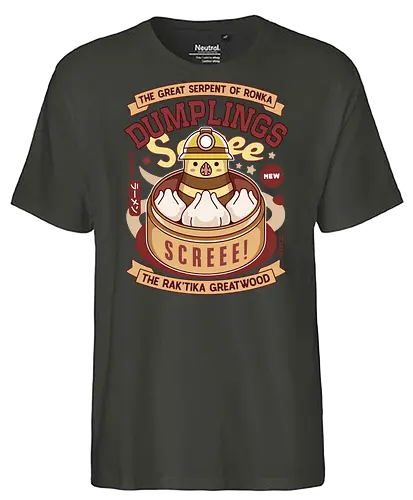 Serpent Of Ronka Dumplings - final 14, dumplings, fantasy, ffxiv, ff14, the great serpent of ronka, scree, video games, gaming, dumplings, eorzea, Kupo, Cactus, sabotender, tonberry, Kweh - Fairtrade T-Shirt