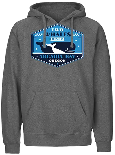 Two Whales Diner Crest - Strange Life, butterfly, before the storm, Chloe, Max, rachel amber, arcadia bay, video game, gaming, gamer, rocky mountain record traders, the black lantern, true colors, alex chen, haven springs - Fairtrade Hoodie