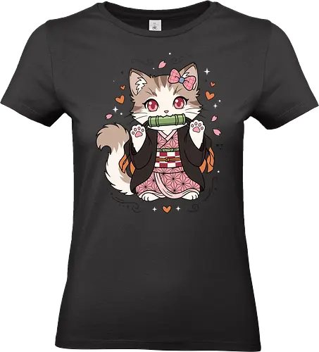 Nezu-Cat Cosplay - Demon Slayer cat shirt, Nezuko cat merch, kawaii anime kitty, chibi anime cat apparel, cute cosplay kitten, pastel otaku streetwear, Japanese kimono cat graphic, anime cat lover clothing, sweet demon girl cat, cherry blossom anime tee - Standard T-Shirt (Women)