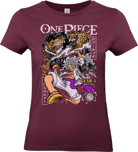 Revenge Clash - Pirate, luffy vs lucci, rob lucci, anime battle, gear 5, cp0, anime pirate, manga fight - Standard T-Shirt (Women)