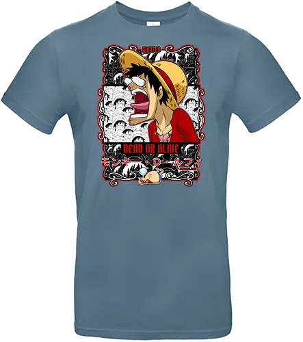 Dead or Alive - Pirate, wanted poster, pirate bounty, anime pirate, straw hat captain, manga art, grand line - Standard T-Shirt