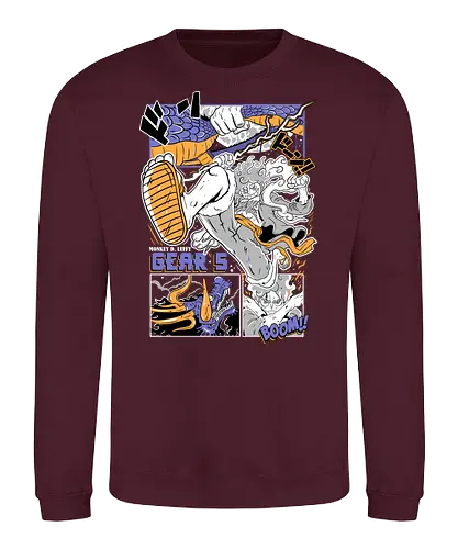 Booming Power - Pirate, gear 5 action, Pirate, anime battle, dynamic pose, anime pirate, manga art, sun god nika - Sweatshirt