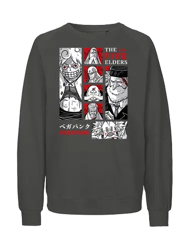 Final Era - five elders, manga panel, anime pirate, egghead arc, Pirate, gorosei, luffy gear 5, anime battle - Fairtrade Sweatshirt