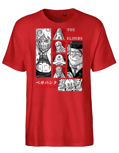 Final Era - five elders, manga panel, anime pirate, egghead arc, Pirate, gorosei, luffy gear 5, anime battle - Fairtrade T-Shirt