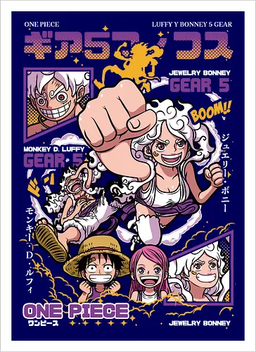 Gear 5 Chaos - Pirate, jewelry bonney, luffy gear 5, anime pirate, egghead arc, worst generation, manga art, anime duo - Artprint